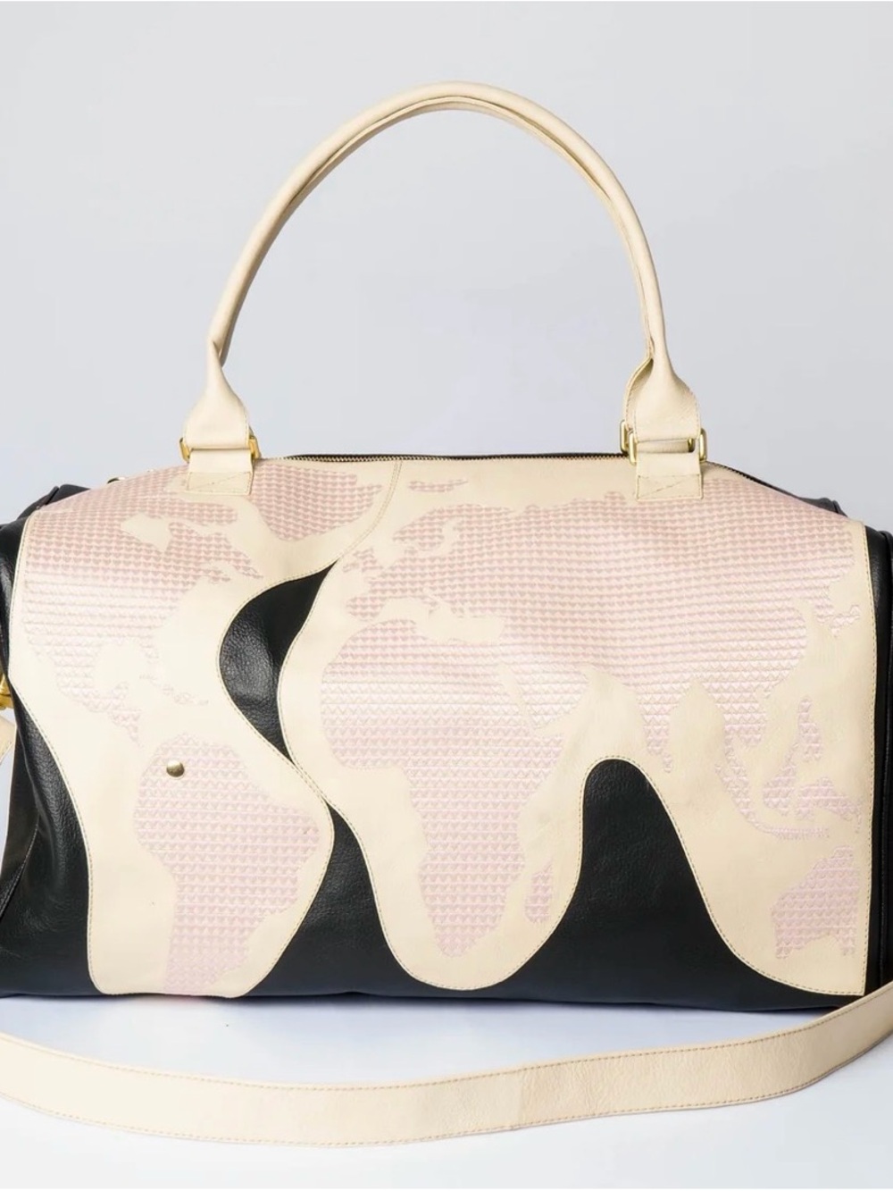 Cream, Black & Pale Pink Travel Duffle Bag